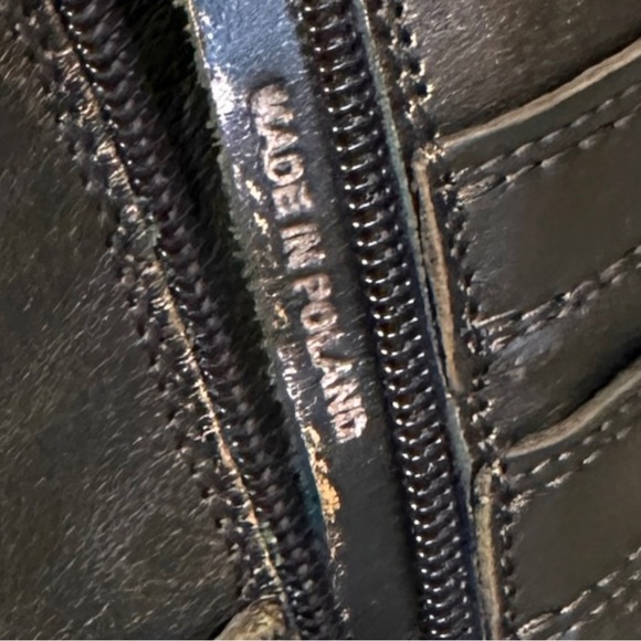 V-Italia Bronze Metallic Leather Moto Boots Women’s 7 EU 38 Mid Calf Buckle Zip - Picture 9 of 13